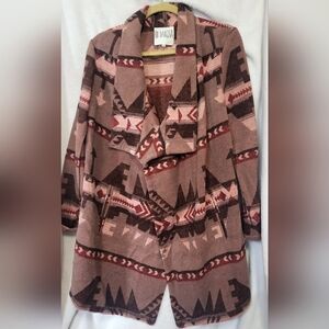 BB Dakota Aztec Jacket Mackenzie Tribal Dusty Rose Blanket cardigan Size Small